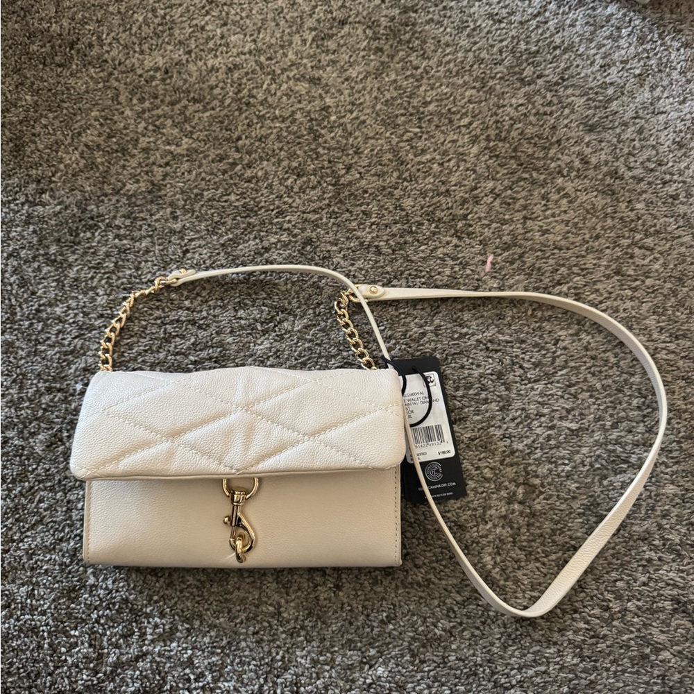Rebecca Minkoff Cream Crossbody Bag with Gold Chain